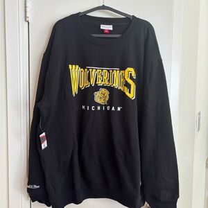 Mitchell & Ness Black Wolverines Crewneck Sweater